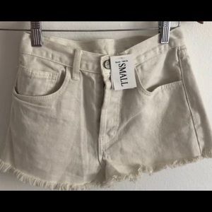 brandy melville cream denim shorts